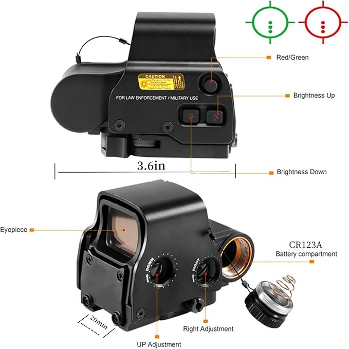 558 G33 Red & Green Dot Holographic Reflex Sight Scope with G33 3X Magnifier Combo Built-in Flip QD Mount