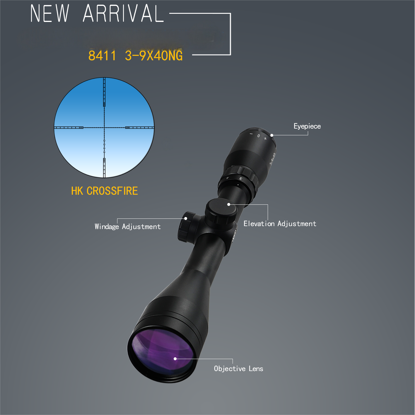 3-9x40 Rifle Scope, Special Wire Reticle Scope with Fast Focus Eyepiece, Shockproof Hunting Scope
