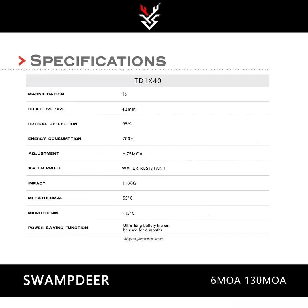 TD1X40 Outdoor Visual Aid by Swamp Deer: Clear Parallax Display, Ideal for Nature Observation