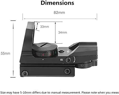 Generic Premium Build, Tactical Reflex 4 Reticle, x33mm Red Dot Sight 4 Styles Reticles Red & Green Reflex Sight Scope, 3/8"" Dovetail Mount for Airgun Airsoft and .22 RF
