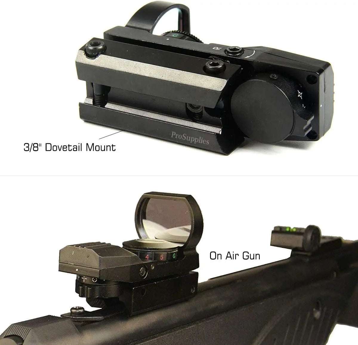 Generic Premium Build, Tactical Reflex 4 Reticle, x33mm Red Dot Sight 4 Styles Reticles Red & Green Reflex Sight Scope, 3/8"" Dovetail Mount for Airgun Airsoft and .22 RF