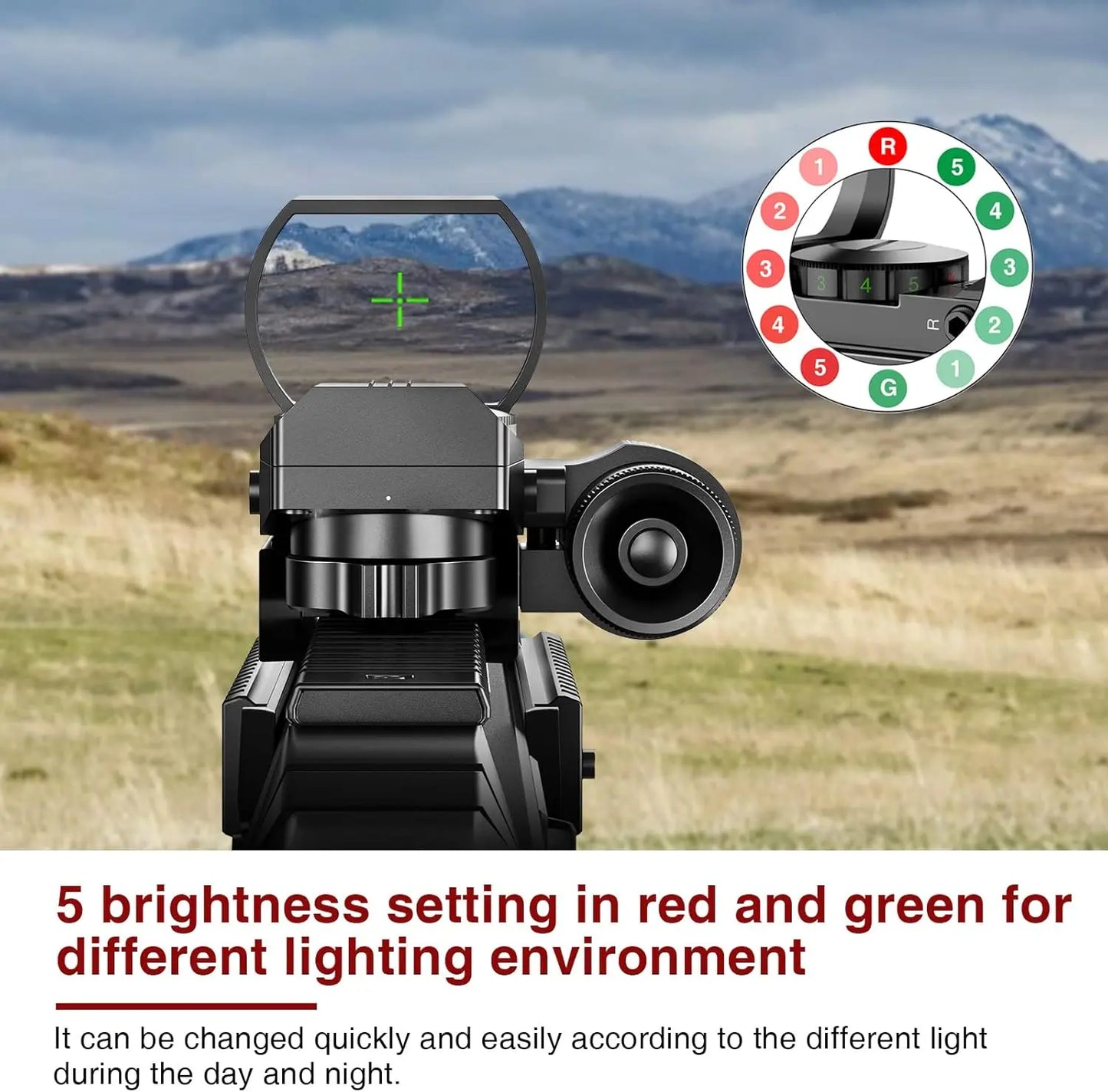 Reflex Sight - 4 Reticle Red & Green Dot Sight Optics with Integrated Red/Green Laser Sight Less Than 5mW Output