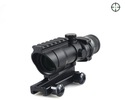 Optics 4X32mm Scope Green Dot Sight with Integrate Top 6 Slots Rail Mount Base，No Battery Required Illuminated Etched Reticle Optical Scope Accessory，Fits for Standard 20mm Pic Rail Mounting