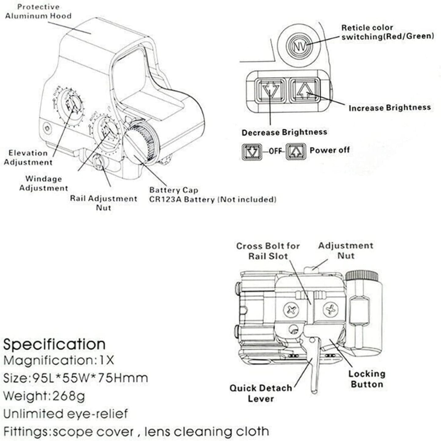 558 Red Dot Holographic Sight Scope and G33 Magnifying Glass,Red Dot Holographic Reflex Sight and Magnifier Combo
