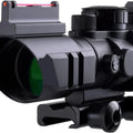 4x32 Fixed Power Green/Blue/red Illuminated Reticle Compact Rifle Scope with Fiber Optic Tactical Sight and Weaver Slots