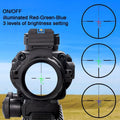 4x32 Fixed Power Green/Blue/red Illuminated Reticle Compact Rifle Scope with Fiber Optic Tactical Sight and Weaver Slots
