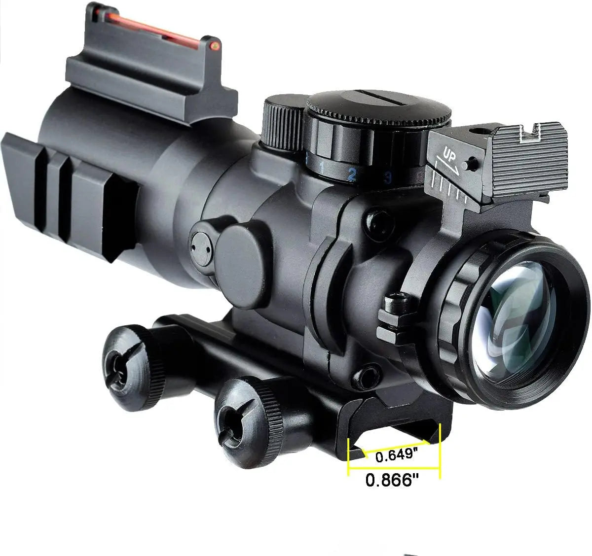 4x32 Fixed Power Green/Blue/red Illuminated Reticle Compact Rifle Scope with Fiber Optic Tactical Sight and Weaver Slots