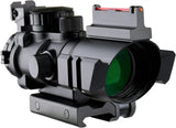 4x32 Fixed Power Green/Blue/red Illuminated Reticle Compact Rifle Scope with Fiber Optic Tactical Sight and Weaver Slots