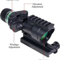 Optics 4X32mm Scope Green Dot Sight with Integrate Top 6 Slots Rail Mount Base，No Battery Required Illuminated Etched Reticle Optical Scope Accessory，Fits for Standard 20mm Pic Rail Mounting