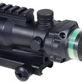 Optics 4X32mm Scope Green Dot Sight with Integrate Top 6 Slots Rail Mount Base，No Battery Required Illuminated Etched Reticle Optical Scope Accessory，Fits for Standard 20mm Pic Rail Mounting