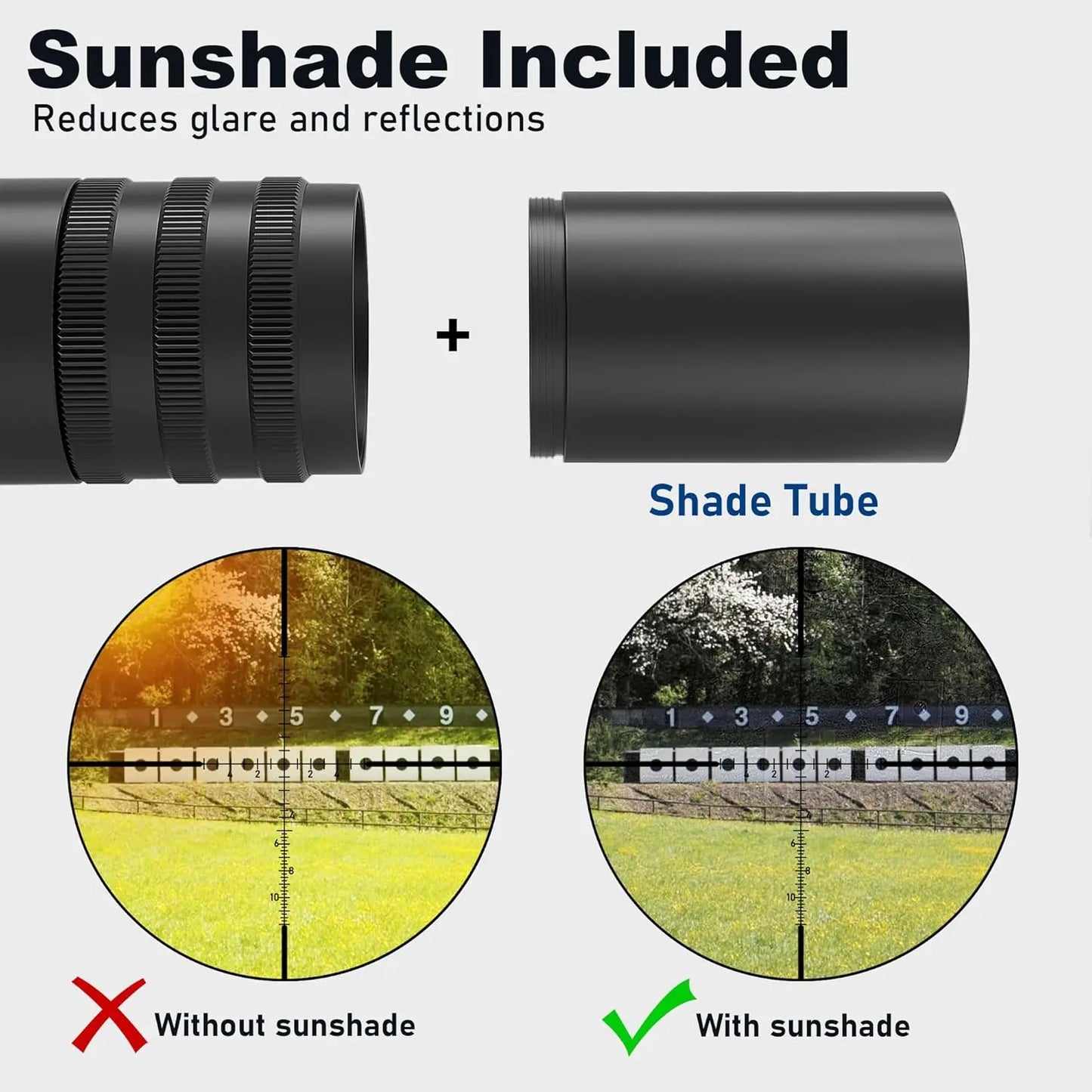 AOYO 6‑24×50 AO Long Range Rifle Scope with SFP Crosshair Reticle, Adjustable Objective, Sunshade and 11/20 mm Mounts