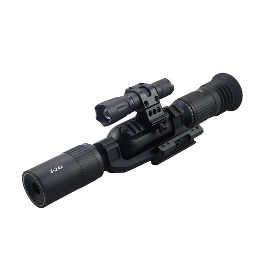 Digital Thermal Monocular with Night Vision and 3-24x Zoom – HD Display, Recording, and Integrated Laser